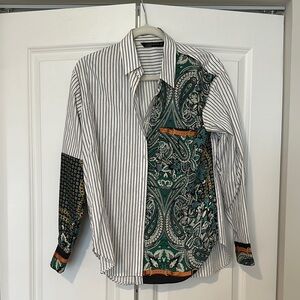 Zara Striped and Paisley Button Down Shirt